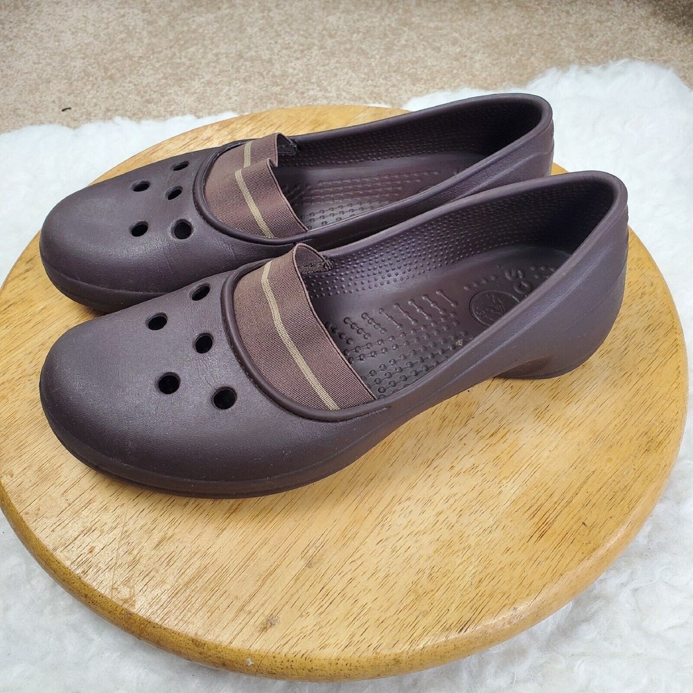 Crocs Shoes Womens Size 8 Juneau Stretch Loafers Flats Slip On Brown Closed Toe - Picture 2 of 7
